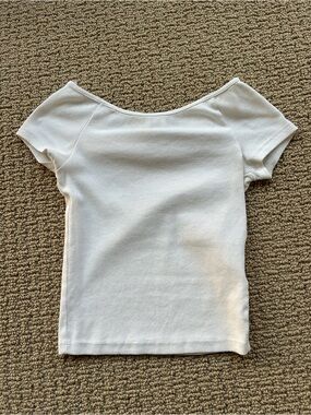 H&M White Ribbed Off-the-Shoulder Crop Top